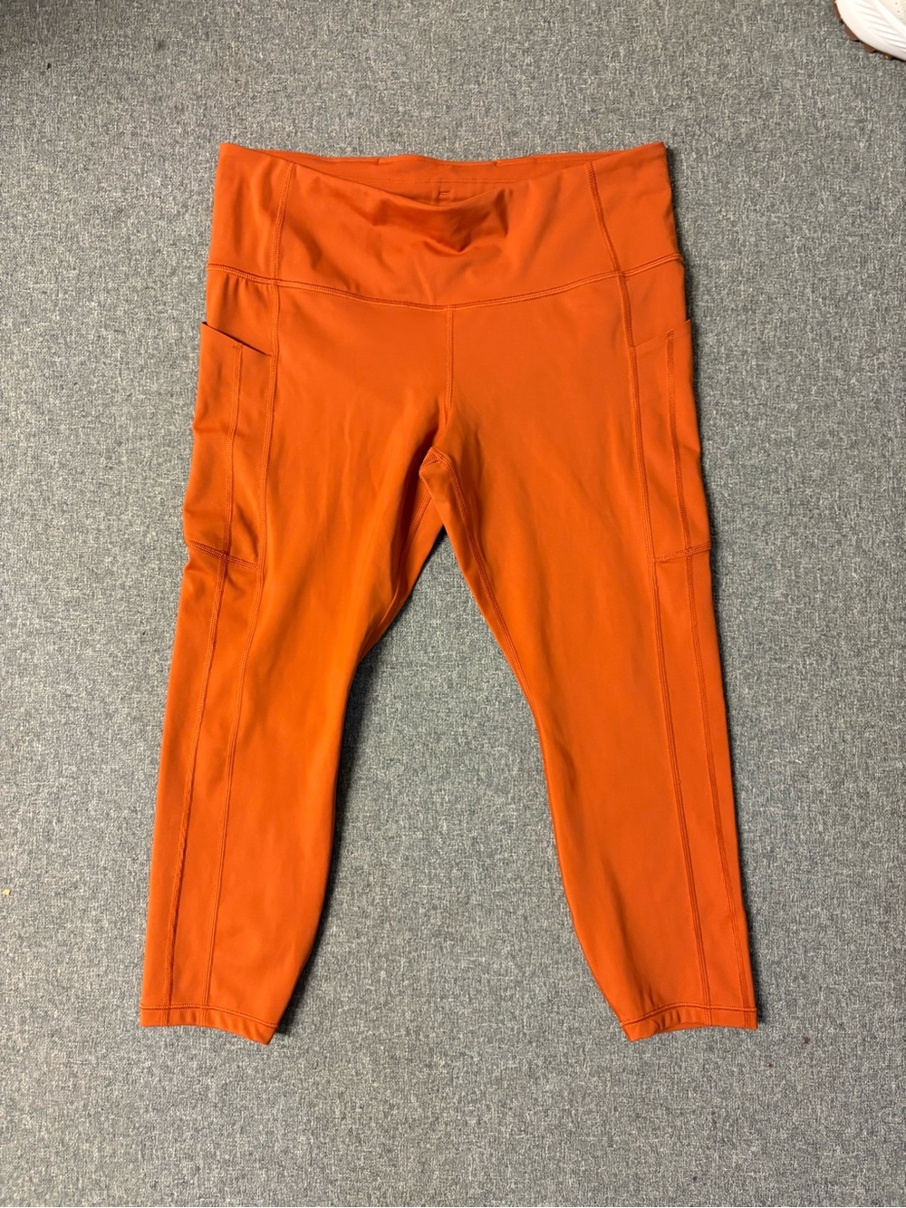 Athletes Burnt Orange Active Leggings capri with Side Pockets